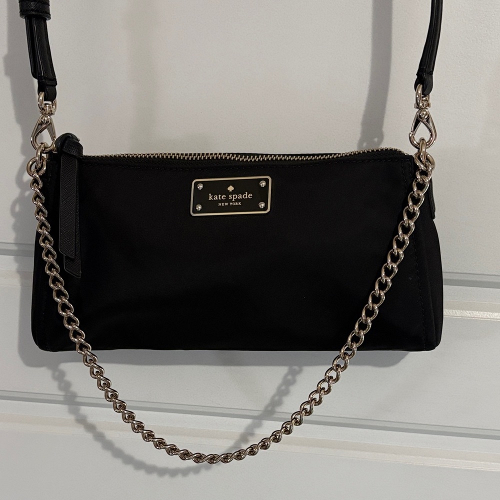 kate spade Black Nylon Crossbody with Chain Strap